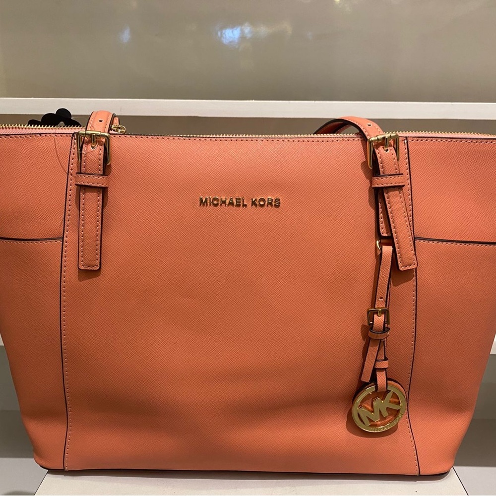 Michael Kors Pink Tote Bag with Gold Accents